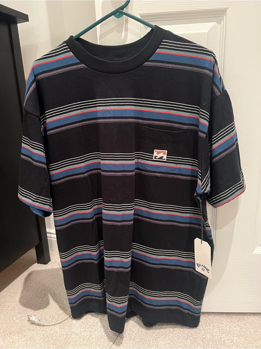 Billabong Black Striped Pocket Tee